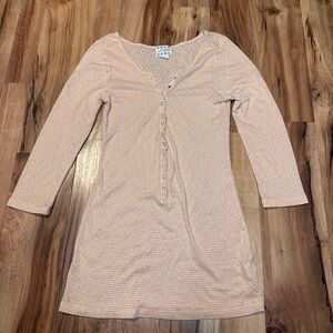 Intimately Free People Beige Peach Henley 3/4 Sleeve Knit Top Small